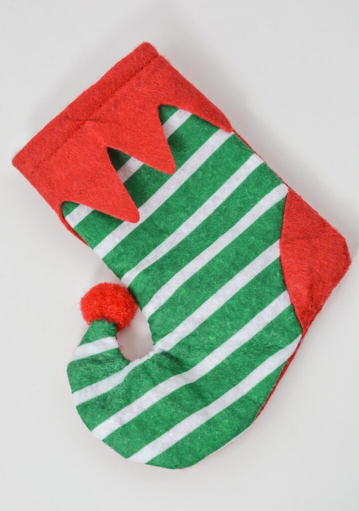 christmas, sock, shoe, gift, holiday, decoration, celebration, red, green, present, ornament, decor